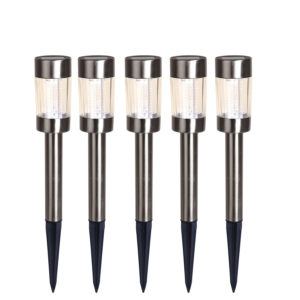 Trädgårdspinnar solcell i krom 5-pack