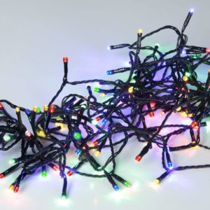 Serie LED ljusslinga 160 ljus svart kabel multi liggande