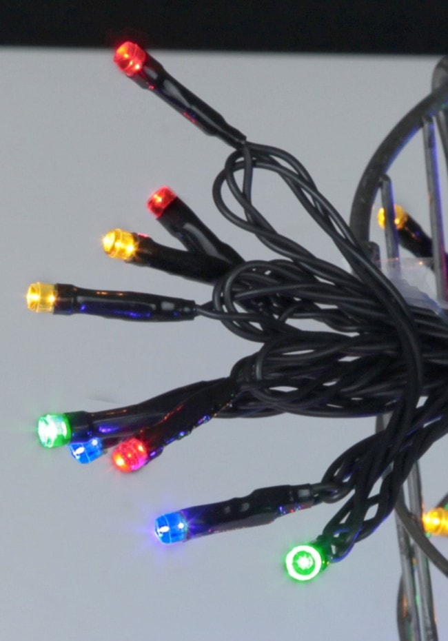 Serie LED ljusslinga 160 ljus svart kabel multi