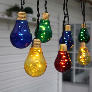 Hängande glow ljusslinga flerfärgade glashöljen 360cm 10 ljus