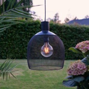 Solcellsdriven lampa i svart metall 35cm