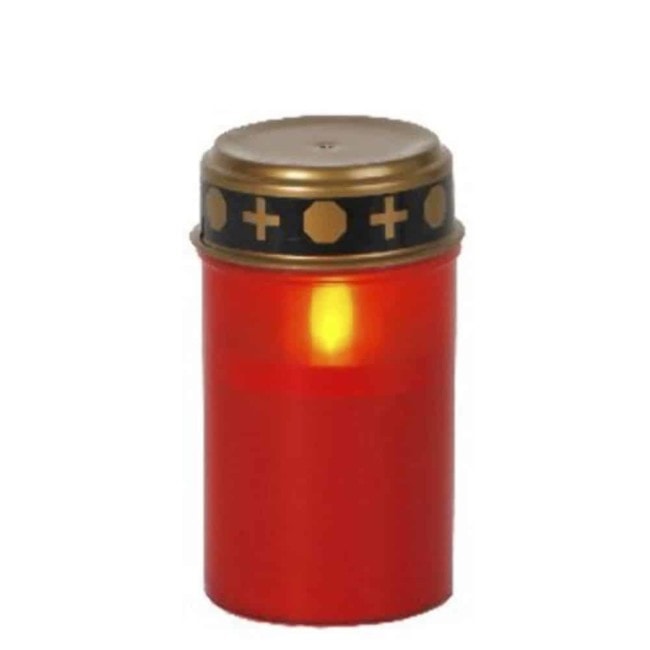 Batteridrivet gravljus röd 12 cm med timer