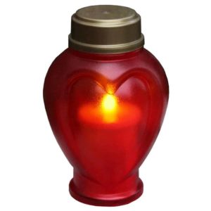 Batteridrivet gravljus röd med hjärtform