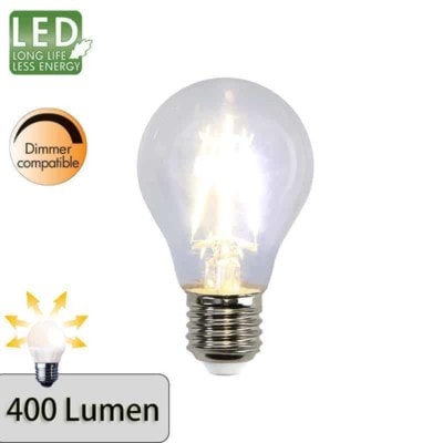 Illumination LED Klar filament lampa E27 2700K 400lm Dimbar