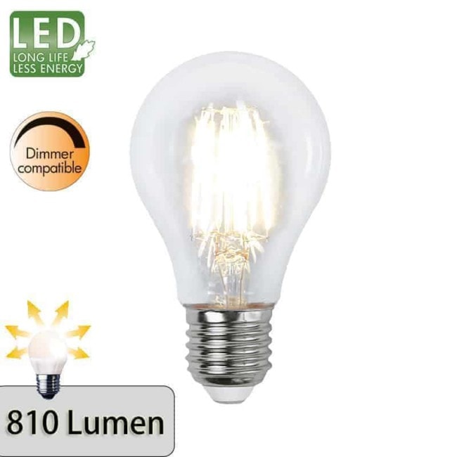 Illumination LED Klar filament lampa E27 2700K 810lm dimbar