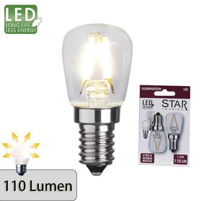 Illumination LED päronlampa filament E14 2700K 110lm 2-pack