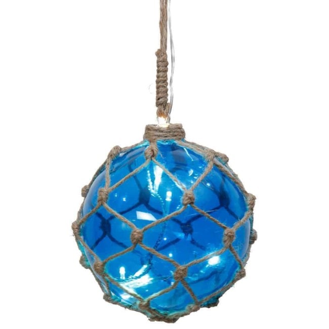 Noah Marin glasboll med ljusslinga 12cm blå