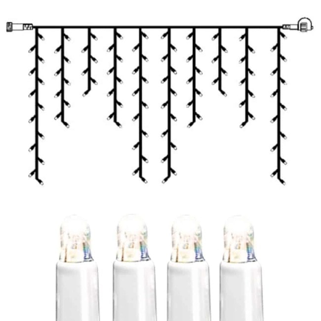 System LED istapp kallvit 100 ljus påbyggnad vit kabel