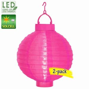 Solcell risboll cerise LED 2-pack