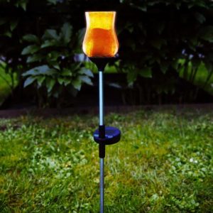 Gångljus solcellsbelysning med öppet glas 52cm amber