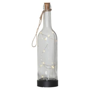 Glasflaska med ljusslinga solcell transparent