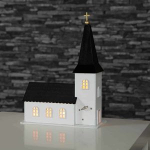 Julby Träkyrka med speldosa batteridriven