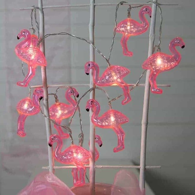 Batteridriven ljusslinga rosa flamingo med timer funktion