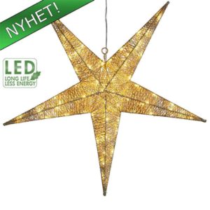 Gyllene stjärna 75cm inne och ute 72LED