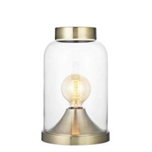 Glas bordslampa i metall 29cm E27 guld