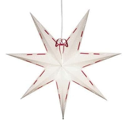 Vira 70cm vit pappersstjärna med rött band