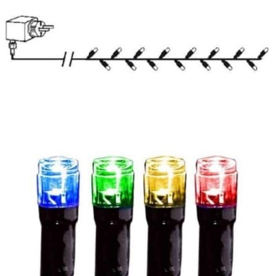 Serie LED ljusslinga 80 ljus svart kabel multi
