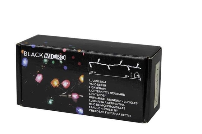 Black Micro ljusslinga 30 ljus multi