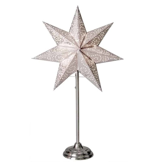 Antique mini stjärna på fot vit 55cm