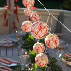 Kräftparty ljusslinga med kräft motiv 8 LED med timer