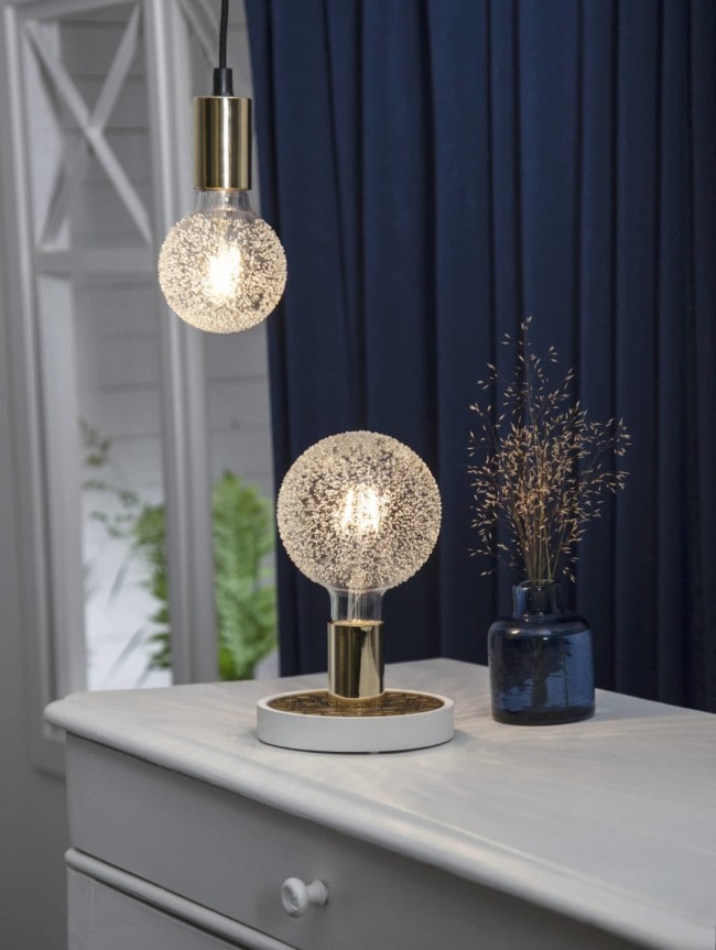 Decoration LED-lampa 353-68 stående och hängande i guld och vitt