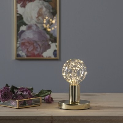 Decoration LED-lampa 363-33 stående med guldfot med blommor runtom