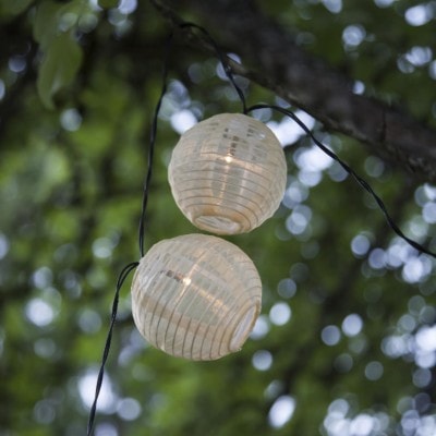 Solcell ljusslinga Beige risboll 10 LED varmvit