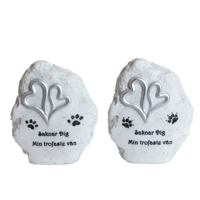 Gravsmyckning för husdjur sten med text