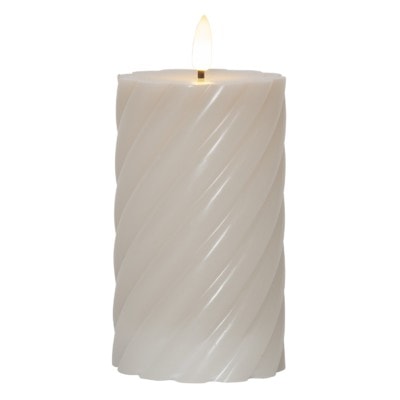 Batteridrivet blockljus flame swirl 15 cm med 3D låga beige