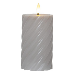Batteridrivet blockljus flame swirl 15 cm med 3D låga grå