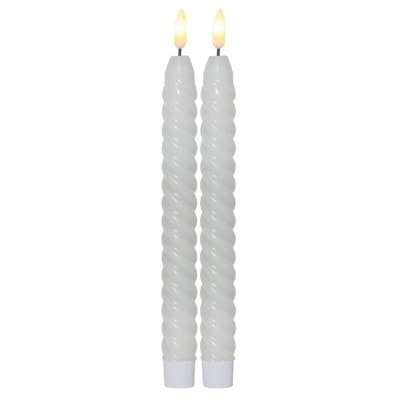 Batteridrivet Antikljus Flame swirl naturtrogen låga 25cm 2-pack vit