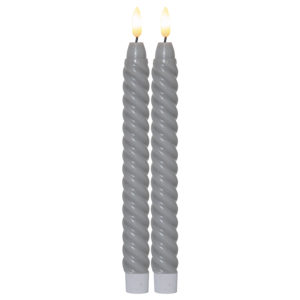 Batteridrivet Antikljus Flame swirl naturtrogen låga 25cm 2-pack grå