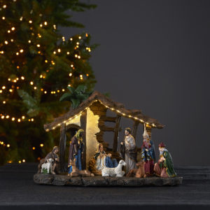Julkrubba julby med belysning