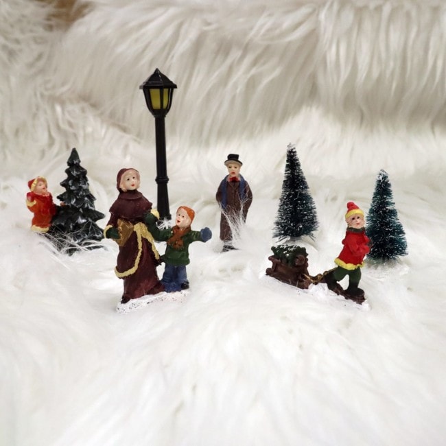 Julfigurer 7 delar vinterfamilj