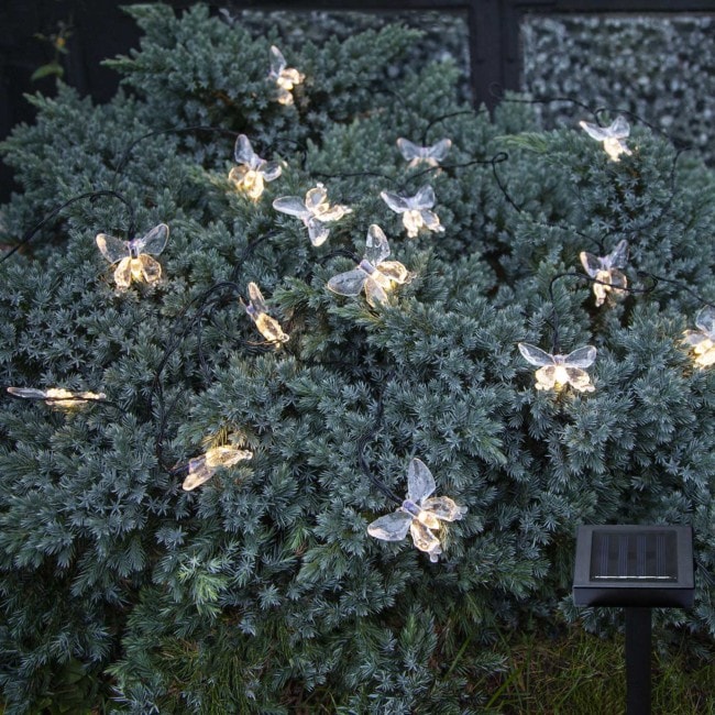 Solcell ljusslinga med 15 fjärilar