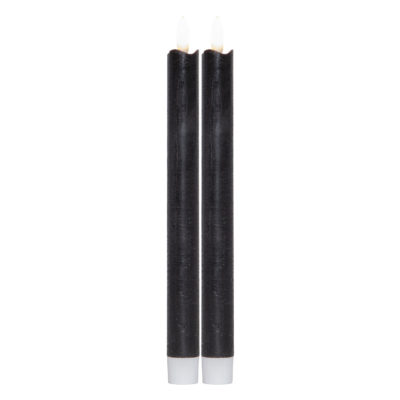 Batteridrivet Antikljus med naturtrogen låga 25cm svart 2-pack