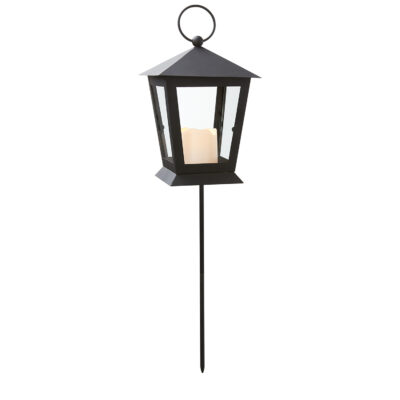 Gravlykta med batteridrivet ljus svart med ring