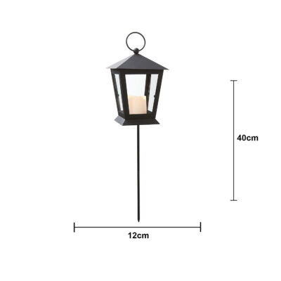 Gravlykta med batteridrivet ljus svart med ring